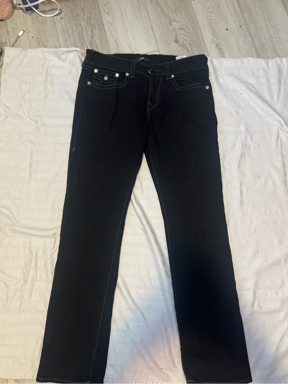 True Religion Men's Slim Straight Black Jeans